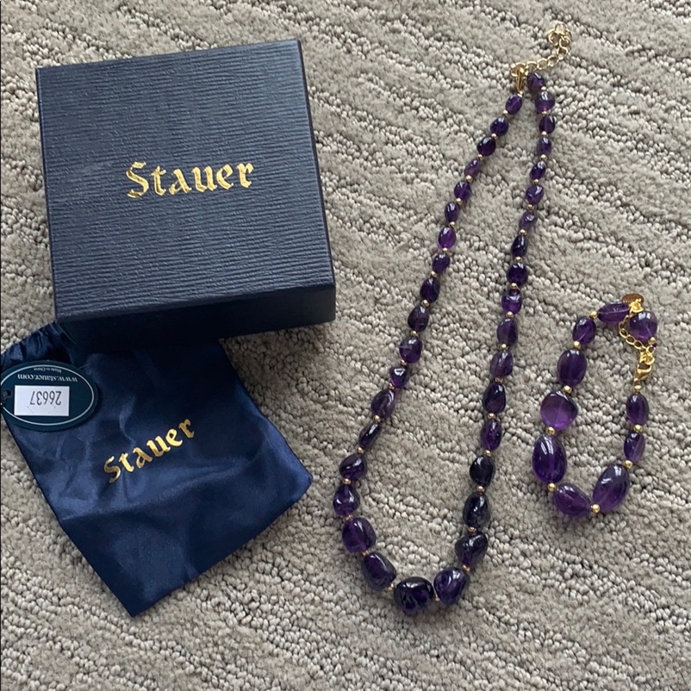 Stauer purple bracelet and necklace set
